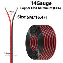 14Gauge 16.4FT/30FT/50FT/100FT Electrical Wire Cable 2 Conductors Red Black Cable Hookup LED Lighting Strips Flexible Wire Extension Cord 14AWG Copper Clad Aluminum Copper Wire 12V/24V DC 5M/9.2M/15.3M/30.5M