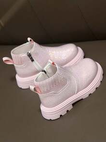 1双女童软底时尚百搭防滑保暖踝靴，适合秋冬 - 粉色 - 查看 4