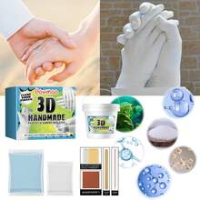 3D Handmade Model Clone Powder Hands Casting Crafts Plaster Kit Souvenir Couple Baby Hand Foot Print Model Self-Made Wedding Anniversary Gifts Valentine's Day - Grey - View 5