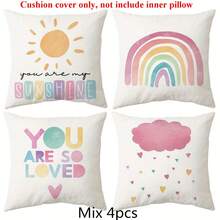 1-4 pezzi Federe per cuscini stile boho arcobaleno e sole - 45x45cm, design a cuori e nuvole cartoni animati Morandi, ispirazione per decorazione casa, cameretta, patio, divano e spazi esterni, chiusura con chiusura lampo, lavare a mano (senza cuscino incluso) - Rosa - Visualizzare 15