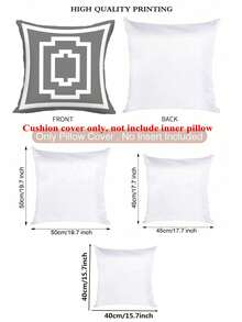 1pc Grey And White Geometric Pattern Pillowcase, Soft Peach Skin Cushion Cover For Home/Office Decoration (Does Not Include Pillow Core) - Gray - View 3