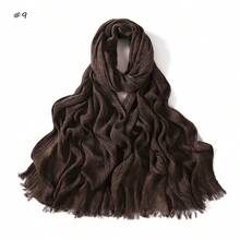 1pc New Fashionable Casual Soft Comfortable Breathable UV Protection Warm Scarf, Suitable For Daily Wear, Festivals And Celebrations, Autumn/Winter, 100% Cotton Material, Hand-Dyed, Solid Color Hijab Scarf For Women - Multicolor - View 17
