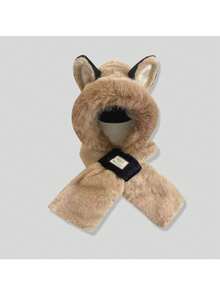 三件套：冬季保暖毛绒狐狸耳朵帽、围巾和面罩，防风保暖，适合骑行 - 彩色 - 查看 6