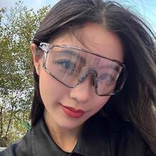 半副超大休闲PC眼镜，装饰镜片，适合日常休闲佩戴 - 變色灰 - 查看 4