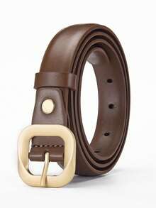 1/2pcs New Women's Belt Simple Square Hollow Needle Buckle Design Belt Women's Fashion Commuter Pants Belt With Jeans Dress