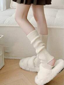 1 Paar Damen 168D gestrickte Stulpen Warme Strümpfe, JK Schulstil Beinwärmer, Ballett Tanzsocken, Herbst/Winter