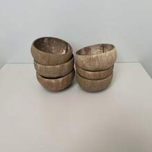 6pcs Handmade Natural Coconut Shell Bowls, Asymmetric Round Shape Made Of Natural Coconut - Natural Wooden Salad Bowl, Smoothie Bowl - High Quality Vegan Kitchen Utensils, Star Pattern Design, Gift