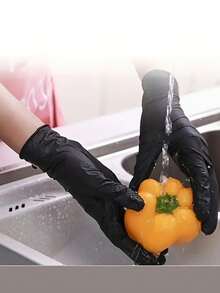 1 Pack Disposable Nitrile Rubber Gloves, Black, High Elasticity Protective