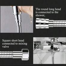 1pc Stainless Steel Shower Hose, Bathroom Rain Shower Head Hose, Water Heater Inlet Hose, 1.5/2/3M Reinforced Flexible Shower Tube - Silver - View 9