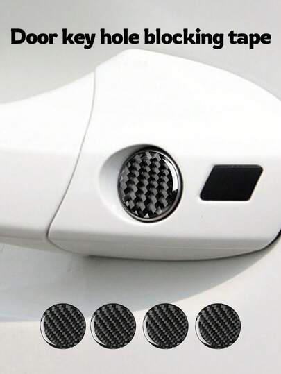 Adesivos de fibra de carbono para fechadura de carro, 4 peças, adesivos de modificação para fechadura, adesivos decorativos de proteção para fechadura de porta de carro