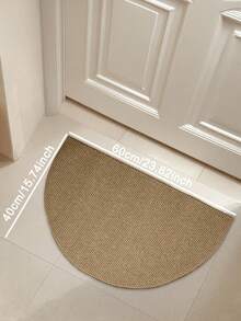 1pc Nordic Style Brown Faux Jute Fabric Washable Bottom Entrance Door Mat, Semi-Circular Warm Earth Tone Doormat For Indoor And Outdoor Use, Practical Hallway Bedroom Luxury Home Decor Carpet, Easy To Maintain Entryway Rug