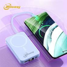 WINSWAY WANSWAY Bracket Convenient Magnetic Power Bank 10000mAh, 22.5W Super Fast Charging, Screen Digital Display, Built-In Dual Wire Type C And USB Interface Wired And Wireless Two In One, Can Charge 5 Devices At The Same Time, Suitable For Digital Electronic Devices Such Android Phones. - Black - View 8