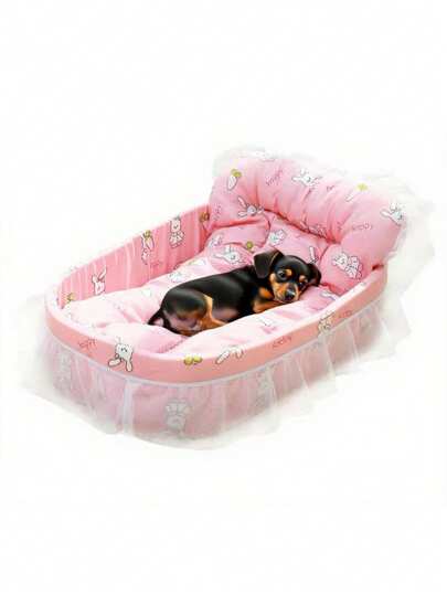 All-Season Warm Pet Nest, Delicate Lace Fabric, Soft Material, Suitable For Car Travel Pet Temporary Bed, Pet Rest And Sleep Bed, The Most Thoughtful Pet Birthday Gift, Pet Supplies, Pet Pad