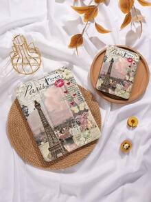 Paris-Themen Collage Muster Tablet Hülle, kompatibel mit iPad 9.7/10.2/10.5/10.9/12.9/Pro 11, 10. Generation, kompatibel mit Samsung Galaxy Tab S6 Lite 10.4 Zoll, kompatibel mit Kindle Paperwhite 12. Gen 2024, Kindle (11. Generation) 2022 Version, Kobo Clara Color, weicher Fallschutz, Smart Stand/Automatisches Aufwachen/Schlafen