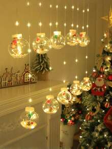 10 LED Christmas Santa Claus/Christmas Tree/Snowman Curtain Lights - Multifunctional Christmas Wishing Ball Lights - USB Powered 8 Modes, Suitable For Indoor And Outdoor Decoration, Classic Christmas LED Curtain Lights | USB Powered Wishing Ball Snowman Pendant, Wired With Button Control, Flashing Yellow Lights, Suitable For Holiday Decoration - Applicable For Christmas, Halloween, Thanksgiving And New Year, Ideal For Holiday And Seasonal Celebrations (Batteries Not Included)Halloween Decor Christmas Decoration Thanksgiving Wedding Home Decor Home Decor Fall Decor Autumn Decor Birthday Decorations For Gifts Party Supplies Indoor Outdoor Garden Holiday Festival Decor Wall Decor Halloween Ornaments