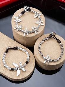 1 Pc Minimalist Stylish Street-Style Y2K Asymmetrical Multi-Layered Beaded Bracelet - Suitable For Men & Women's Everyday Wear, Festive Occasions Birthday Gifts