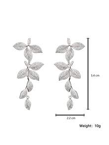 rakol 2pcs Silver-Tone Cubic Zirconia Pave Movable Hoop With Multi-Leaf Charm - Earring - View 4