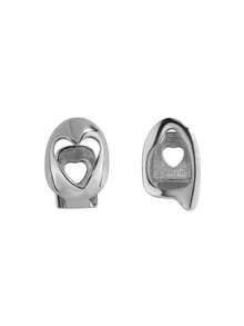 2pcs Hollowed-Out Heart Grillz Set, Golden And Silver Open Face Teeth Caps, Hip Hop Dental Jewelry For Women And Men