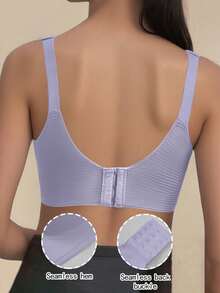 1pc Nursing Bra, Lift & Support, Pregnancy & Postpartum, Front Closure, Suitable For Large Bust - Purple - View 2