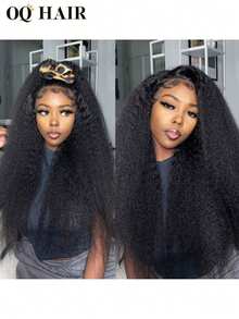 OQ Hair Wear And Go Glueless Kinky Straight 360 Transparent Lace Invisi-Drawstring Flexible Fit Wig Natural Hairline 180% Density 14-26 Inch Pre-Bleached Tiny Knots Hair With Gifts And Quick Ship Items Pre-Cut Unprocessed Real Hair Stylish Natural Looking Young For Women Friendly - SNatural - View 6