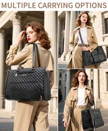 Lunch Tote Bag For Women, 15.6 Inch Laptop Work Bag With Insulated Lunch Box Compartment & Purse Large Capacity Quilted Computer Handbag For Office Business Work Nurse Teacher Moms Travel Casual - màu đen - Xem 5