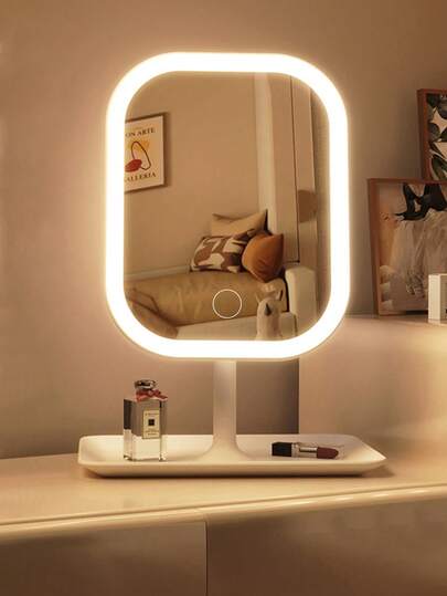 LED Makeup Mirror ,Vanity Mirror With Lights, 3 Light Modes Lighted Makeup Mirror, Touch Control, Portable Stand And Foldable Compact Mirror ,Lighted Travel Makeup Mirror, Vanity Cosmetic Mirror With Lights, Rechargeable Portable LED Makeup Mirror, Women Christmas Gift Home Bathroom Decor Fall Decor Makeup Organizer Bathroom Accessories Back To School