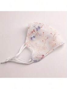 Adjustable Floral Embroidered Face Cover, Lightweight Sheer Breathable Style For Women, Delicate Pastel Pink Lace Floral Design, Comfortable Ear Loops With Adjustable Buckle, Chic Boho Style For Summer, Beach, Graduation Party, Travel, Camping, Vacation Daily Wear, 2026 New Fashion Accessory, Soft & Skin-Friendly, Perfect For Outdoor Activities, Photography, Everyday Use, Great Gift For Her, Lightweight & Easy To Carry, Romantic Floral Embroidery Detail, Elegant See-Through Design For All Occasions - 粉色 - 查看 3