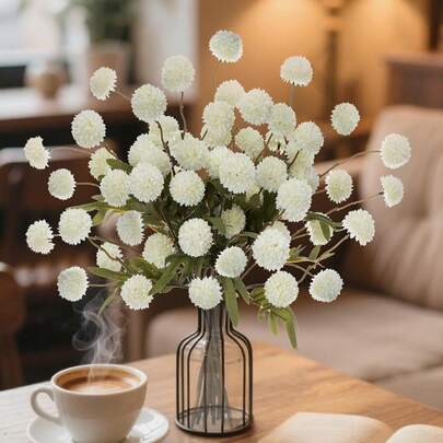 5 peças de frutas artificiais de castanha, bola dourada, dente-de-leão, decoração para sala de estar, flores falsas, arranjo floral de mesa, vegetação realista