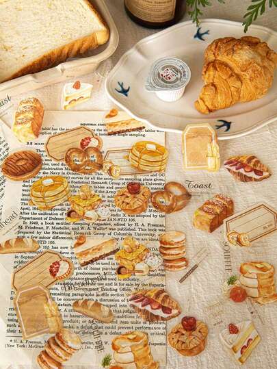 50pcs/Pack Vintage Coffee Theme Stickers, Creative Aesthetic Sticker Decals, DIY Decoration Scrapbooking Craft Material, Holiday Gift, Personalized Scrapbook School Supplies