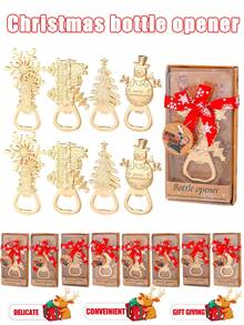 1/4pcs Christmas Bottle Opener, Christmas Gift, Snowman, Christmas Tree, Snowflake Christmas Gift Car Bottle Opener