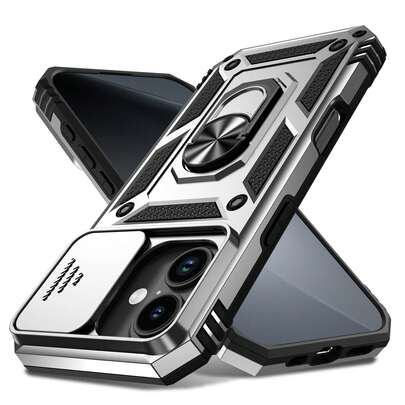 Militärindustrin Fallskyddande 360° roterande ringhållare Stötsäkert telefonskal med linsskydd, kompatibel med Apple 11/12/13/14/15/16 Pro Max, Galaxy S22/23/24/25+ Ultra, A04/A05/A14/A15/A24/A25/A34/A54/A56/A36/A26