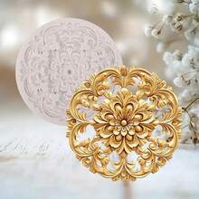 1pc Multifunctional Circular Flower Silicone Mold - Suitable For Handicrafts, Artistic Resin Silicone Mold - Light Grey - View 7