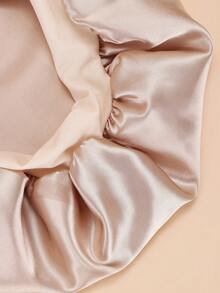 Proteja su cabello mientras duerme: Gorro rosa jumbo de satén reutilizable con banda elástica ancha - gorro de seda de satén - Caqui - Ver 4