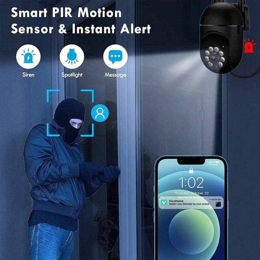 Smart Home Security Camera, Supporting 360 ° Automatic Tracking And Artificial Intelligence Human Detection | High Definition Light Bulb Security WiFi Wireless Monitoring, Night Vision, Motion Alarm, Two-Way Audio, Cloud Storage | Waterproof Indoor/Outdoor Home Security, Camera Security - Nhiều màu - Xem 1