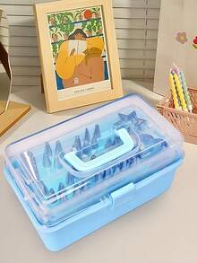 1 pièce Boîte de rangement en plastique à 3 couches, boîte de rangement polyvalente, boîte à outils pliante pour la maison, étui de rangement portable pour l'artisanat, organisateur de fournitures de couture, boîte à médicaments