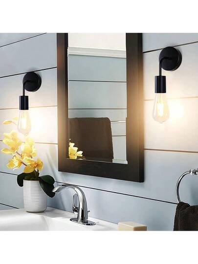 1/ Moderne Nordic Retro Iron Wand Lamp Holder, E27 Straight Sconce Lighting Fixture, Living Room, Bedroom, Bathroom, Kitchen, Balcony, Library (Bulb Not Included) view 5