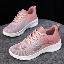 Zapatos deportivos casuales de suela blanda, zapatos individuales transpirables, zapatos de malla, zapatos para correr de suela gruesa - Rosa - Ver 7