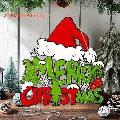 1 Stück Weihnachtliche Holzdekoration Klassisches Weihnachtsgruß-Schild - Holzwichtel Design zum Aufhängen für Weihnachten Zuhause, Garten, Zaun, Restaurant, Bauernhof Eingang, Feiertags Dekoration zum Aufhängen