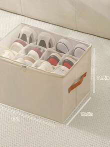 1 pièce Boîte de rangement pour chaussures pliable en tissu pouvant contenir jusqu'à 12 et 16 paires. Avec séparateurs réglables. Organisateur de chaussures pour placard avec couvercle transparent. Boîte de rangement pour chaussures, panier de rangement pour vêtements, boîte de rangement pour vêtements. Convient pour une utilisation domestique, toutes saisons