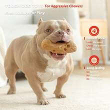 Willjoy Dog Chew Toys For Aggressive Chewers, Tough Dog Toys For Aggressive Chewers, Pine Wood And Nylon Indestructible Dog Toy, Bacon Flavor Large Dog Toys To Keep Them Busy - 3 件裝 DuraDumb/RollBall/CurveBone - 查看 3