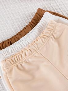 6件套女婴秋冬时尚美式心形豹纹圆领运动衫和休闲运动裤套装 - 卡其色 - 查看 5