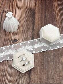 1Pc Velvet Ring Box, Hexagon 3 Slots Triple Slot Ring Box, Wedding Day Ring Box For Wedding Ceremony Wedding Ring Holder Ring Box, For Multiple Rings Ring Boxes, Wedding Ring Storage Box, Wedding Ring Holder, Engagement Ring Holder Ring Holder Box Back To School - 多色 2 - 查看 9