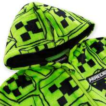 Minecraft | Creeper Mosaic Boys' Hooded One Piece Sleep Suit | Kids' PJs | Fast UK Delivery Shipping | Trusted UK Seller | Great Gift For Kids | Perfect For Halloween, Birthdays And Christmas - Green - View 6