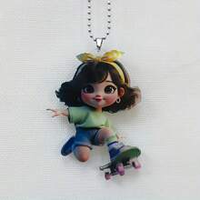 Acrylic Flat Cartoon Cute Girl Creative Decorative Pendant, Suitable For Backpack, Car Rearview Mirror Decoration