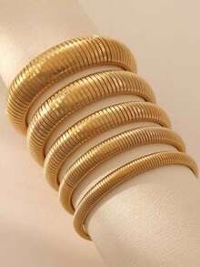 18k Gold Plated Retro Classic Personalized Women's Stainless Steel Bracelet, Not Easy To Fade And Low Sensitivity, Elastic Bracelet, Jewelry Accessories Suitable For Multiple Sizes And Scene Decoration Needs, Very Suitable For Women's Autumn And Winter Wear Matching, Suitable For Daily Wear 