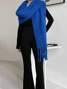 1pc Ladies' Autumn And Winter Simple Solid Color Soft And Sticky Scarf, Outdoor Plush Warm Versatile Shawl Scarf