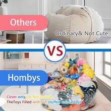 31.49in Large Capacity Sofa Storage Bag, Transparent Doll & Doll Seat Cushion Cover, Washable Durable High Capacity PVC Plush Animal Storage Ottoman, Home Organization (Plush Toys Not Included)