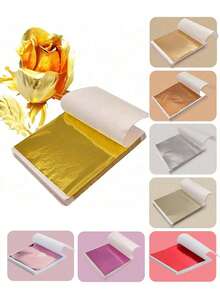 100/500pcs Imitation Gold Foil Paper Leaf Gilding Painting DIY Furniture Decoration Craft Paper, For Festive Scene Decoration,Resin Crafts,Furniture Lines, Ceiling, Jewelry Making Gold-Plated Decoration