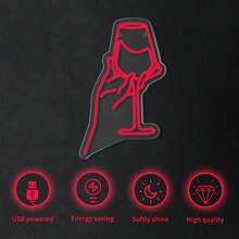 1pc Cheers Wine Glasses Neon Sign - Dimmable LED Party Sign Lights With USB Cable, Portable, Bedroom Wall Decor, Home Bar Cart Accessories, Color-Changing, Energy-Efficient, Durable, Easy-To-Use, And Space-Saving