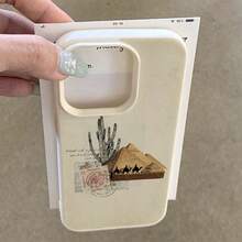 1 pieza Funda de teléfono de estilo vintage con pirámide de Egipto y camello en patchwork TPU compatible con iPhone - Blanco - Ver 3